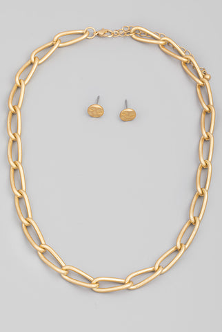 Brushed Chain Link Necklace set