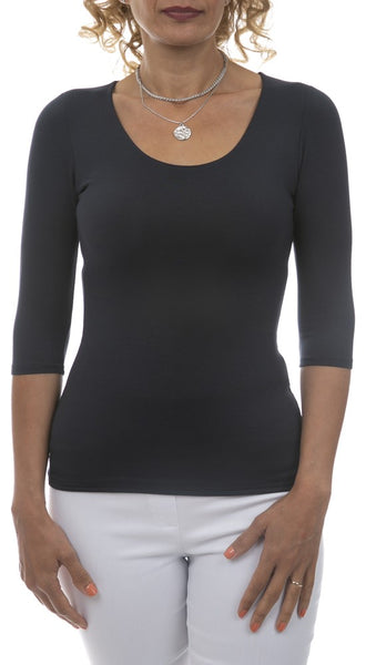 3/4 Sleeve Round Neck Top